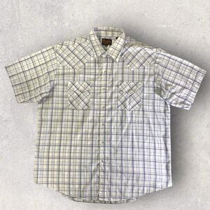 Plains Western Wear Shirt Men's Size XL Plaid Pearl Snap Short Sleeve Cowboy